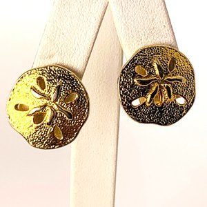 Earrings Sand Dollar ClipOn Gold Tone